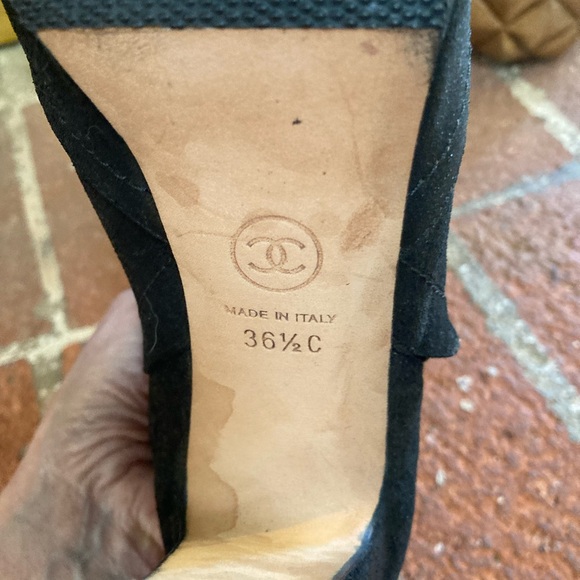 Chanel Black Oiled Suede High Heel Ankle Boots~ - Picture 8 of 11